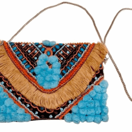 Aqua Fringe Dream Boho Clutch