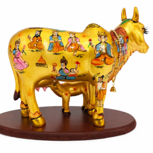 Royal Golden Hand-Painted Divine Kamadhenu Cow Figurine