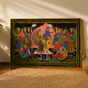 Traditional Pichwai Krishna and Radha Hand-Painted Wall Plaque