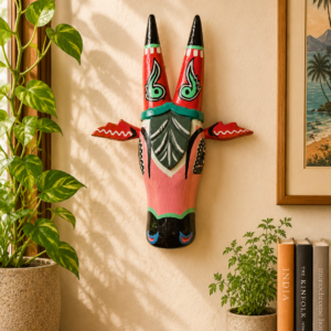 Pastel Pink Wooden Cow Head Handpainted Wall Accent