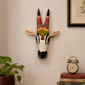 Traditional Handcrafted Cream Wooden Cow Head Wall Hanging