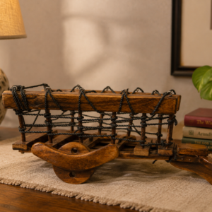 Vintage Handcrafted Miniature Wooden Bullock Cart Showpiece