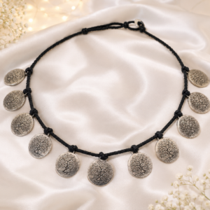 German Silver Tree of Life Coin Necklace on Black Cord