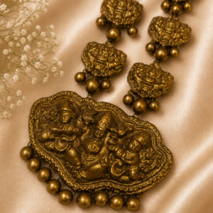 Traditional Antique Gold Tone Long Temple Haram Necklace