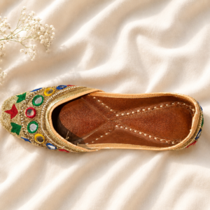 Royal Mirror Work Embroidered Leather Jutti for Women