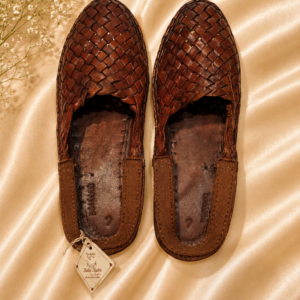Classic Brown Handwoven Leather Loafers