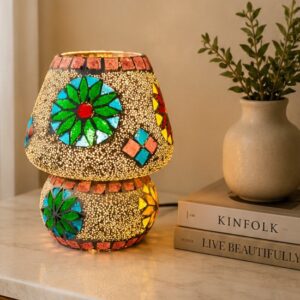 Emerald Starburst Glass Mosaic Decorative Table Lamp