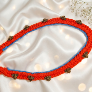 Orange & Blue Braided Thread Rope Necklace with Butterfly Charms