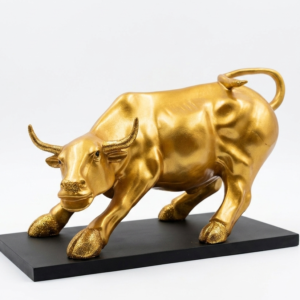 Majestic Golden Charging Bull Decorative Sculpture