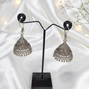 Classic Filigree Silver Dome Jhumkas with Ghungroos