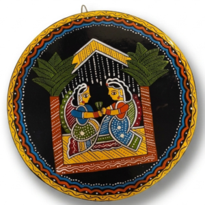 Cheriyal Folk Art Hand-Painted Round Wooden Wall Plate