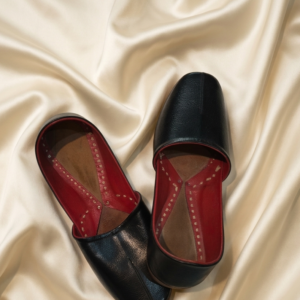 Premium Black Leather Handmade Jutti Mule for Women
