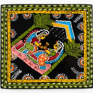Cheriyal Cottage Square Hand-Painted Wooden Wall Plaque