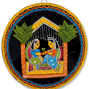Indian Heritage Cheriyal Round Hand-Painted Wall Plate