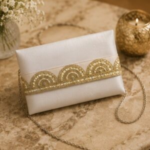 Ivory Embroidered Wedding Clutch Bag
