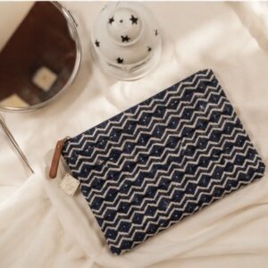 Indigo Chevron Block Print Utility Pouch