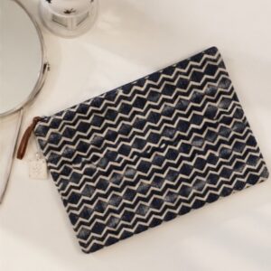 Indigo Chevron Handmade Zip Pouch
