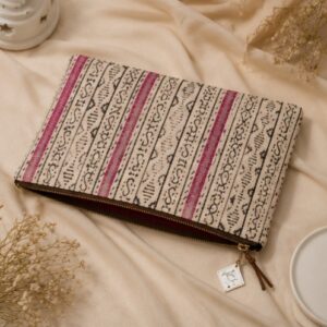 Mirror Work Embroidered Tassel Clutch