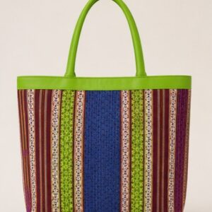 Handloom Multicolor Striped Cotton Tote Bag for Women