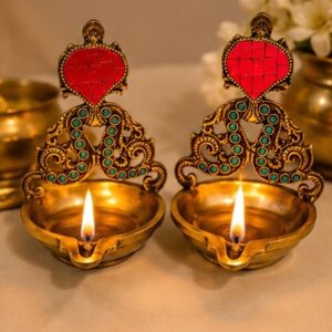 Handcrafted Brass Wall Hanging Diya Set