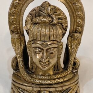 Divine Brass Shiva Head Idol with Sacred Serpent and Trishul
