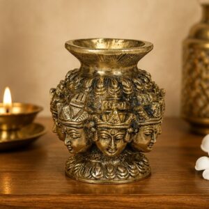Sacred Brass Panchmukhi Shiva Kalash Vessel for Pooja Altar
