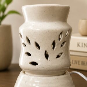 White Ceramic Leaf Cutout Electric Aroma Diffuser