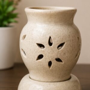 Beige Floral Cutout Ceramic Essential Oil Diffuser