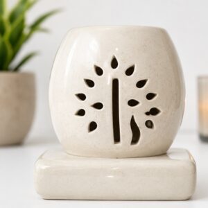 Elegant Cream Tree of Life Ceramic Electric Diffuser