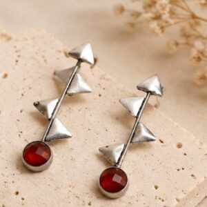 German Silver Triangle Geometric Drop Hook Earrings