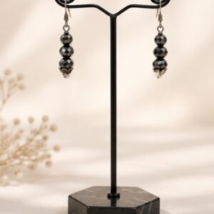 Minimalist Faceted Black Crystal Bead Drop Hook Earrings