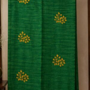 Forest Green Embroidered Linen Saree