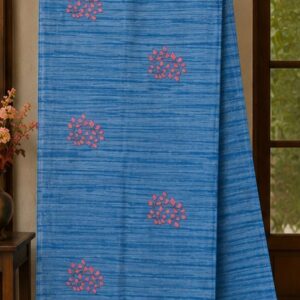 Indigo Blue Embroidered Linen Saree