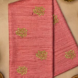 Rose Pink Embroidered Linen Saree