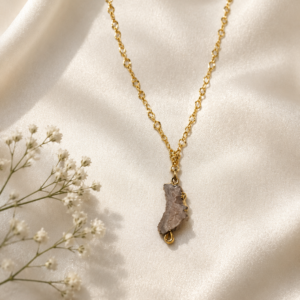 Natural Green Crystal Slice Gold Link Chain Necklace