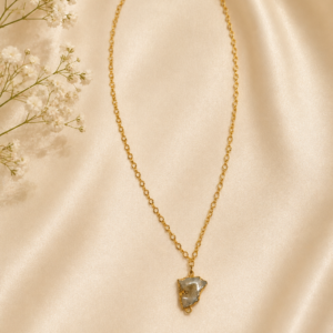 Raw Clear Quartz Slice Gold Plated Pendant Necklace