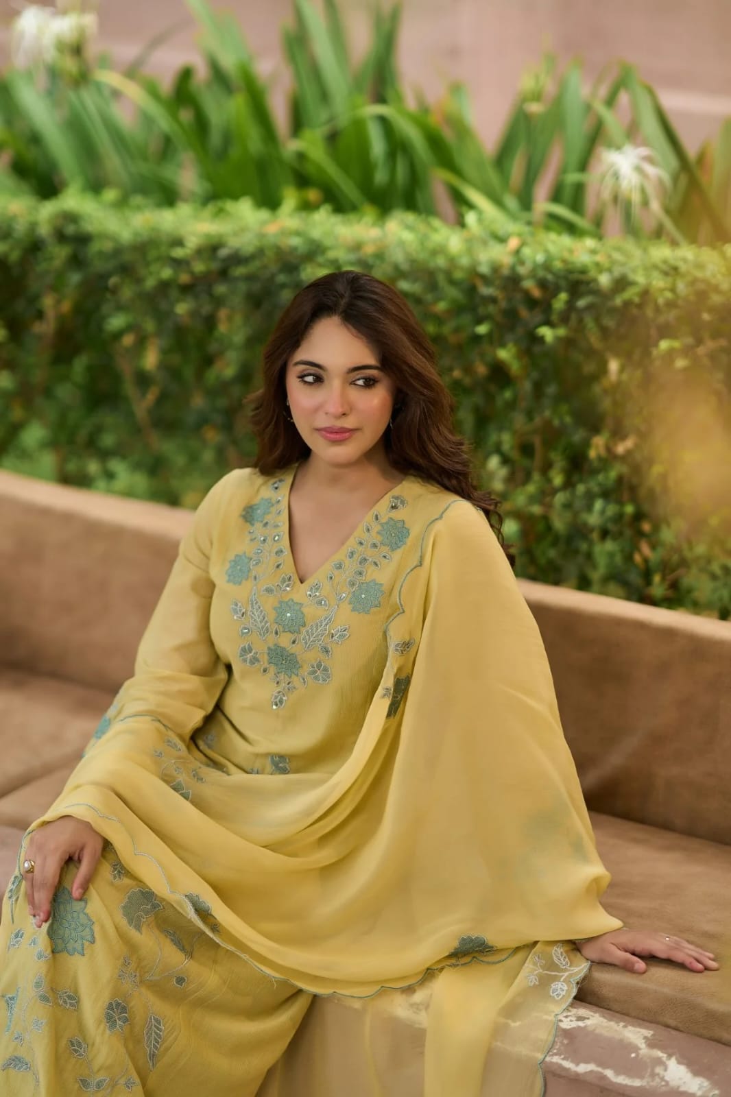 Pastel Yellow Embroidered Suit Set with Dupatta | Festive Women's Ethnic Wear - Image 2