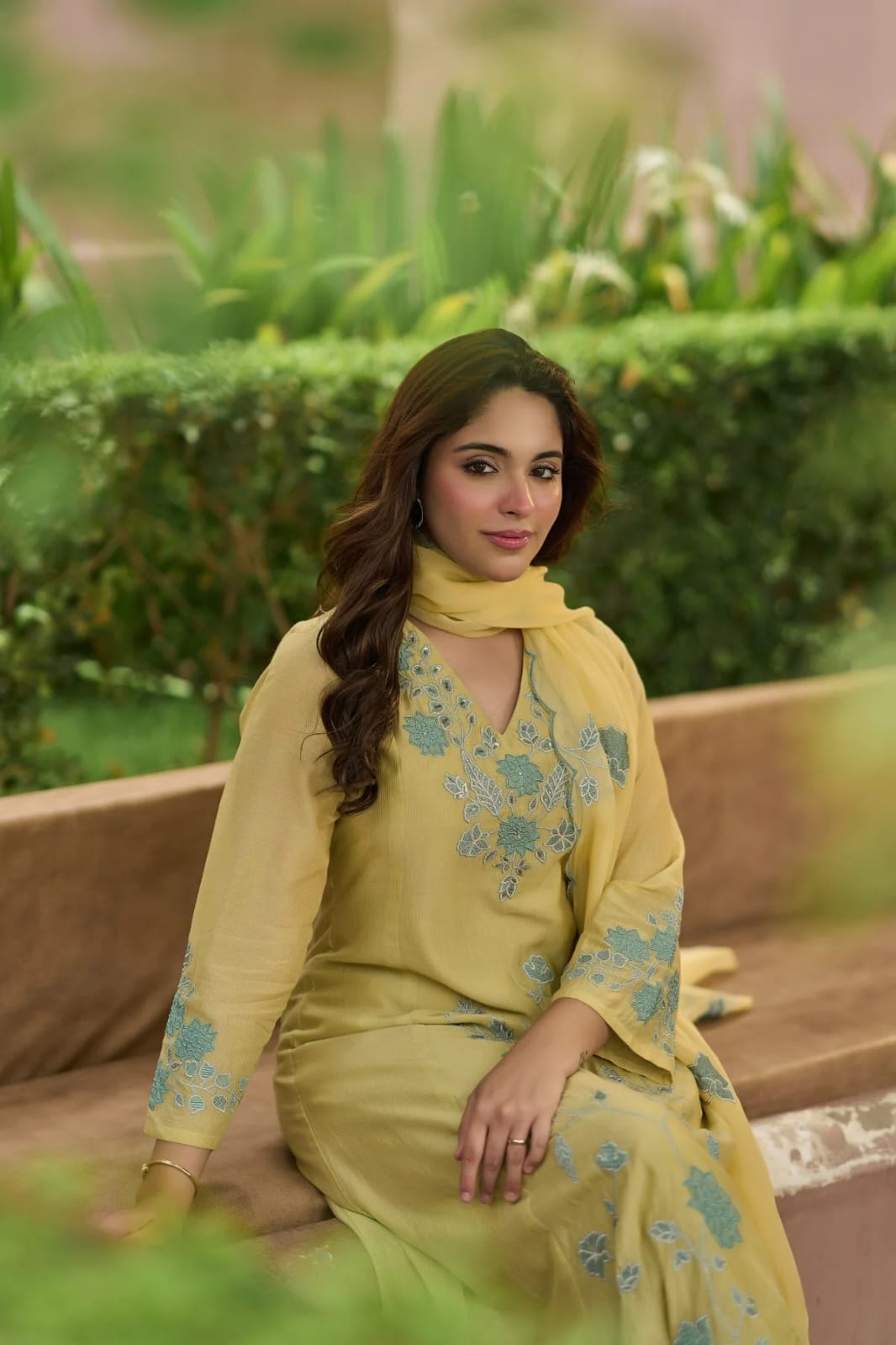 Pastel Yellow Embroidered Suit Set with Dupatta | Festive Women's Ethnic Wear - Image 3