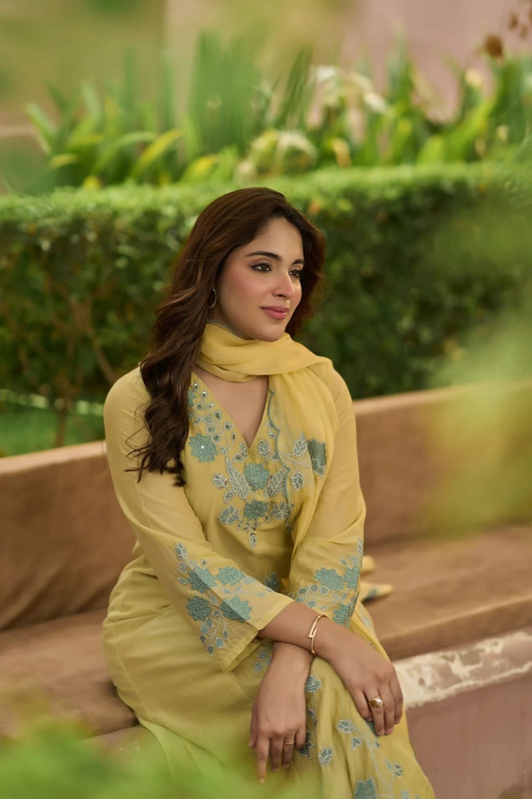 Pastel Yellow Embroidered Suit Set with Dupatta | Festive Women's Ethnic Wear - Image 5